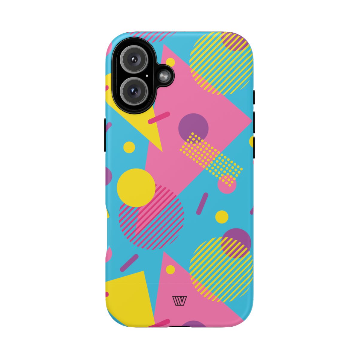 Funda resistente para teléfono con estampado retro de los 80 y 90 en azul claro