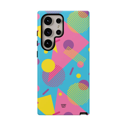 Funda resistente para teléfono con estampado retro de los 80 y 90 en azul claro