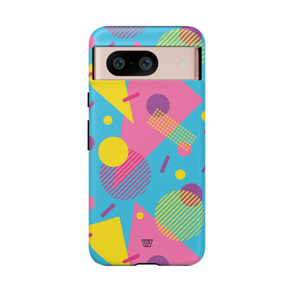 Funda resistente para teléfono con estampado retro de los 80 y 90 en azul claro