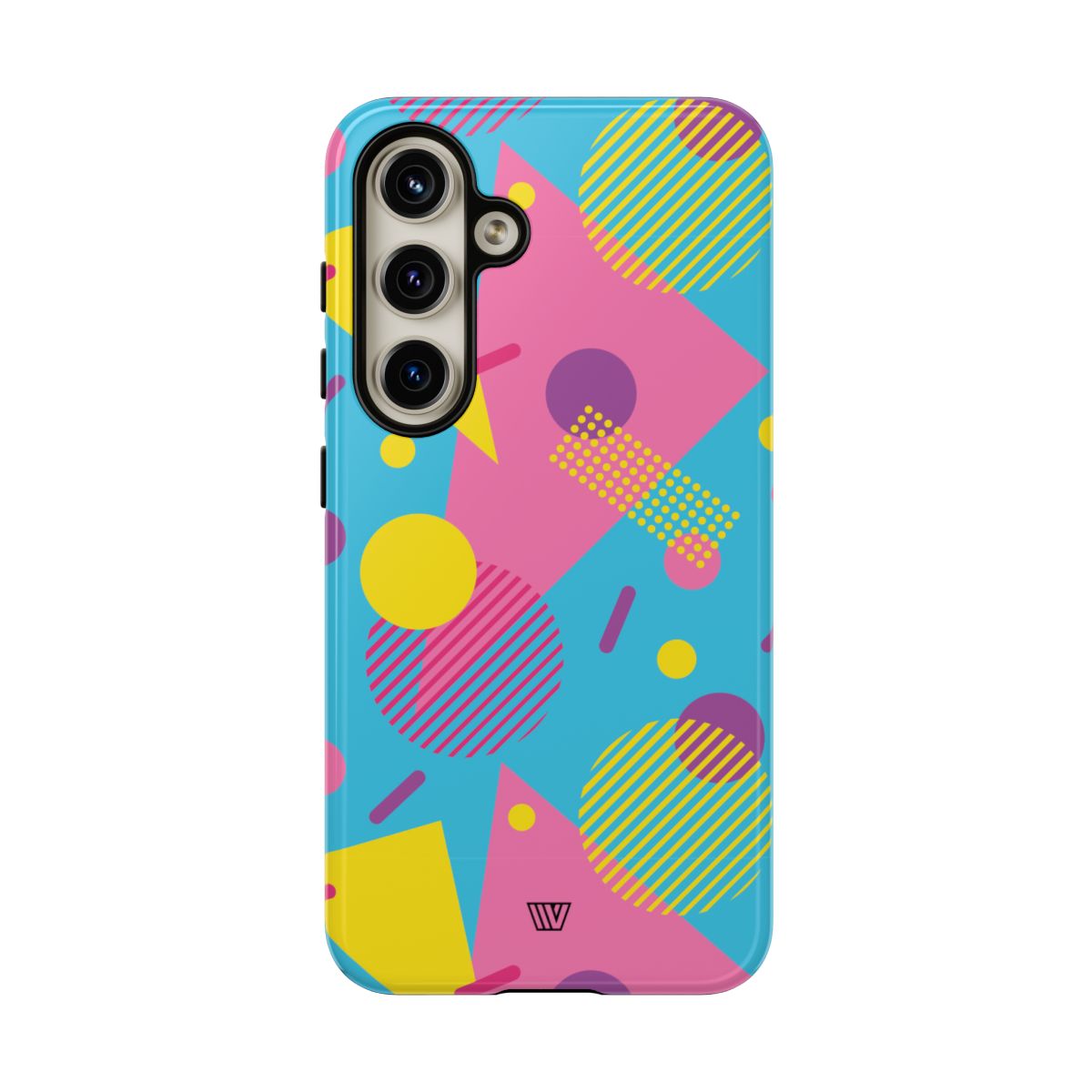 Funda resistente para teléfono con estampado retro de los 80 y 90 en azul claro