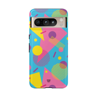 Funda resistente para teléfono con estampado retro de los 80 y 90 en azul claro
