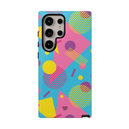 Funda resistente para teléfono con estampado retro de los 80 y 90 en azul claro