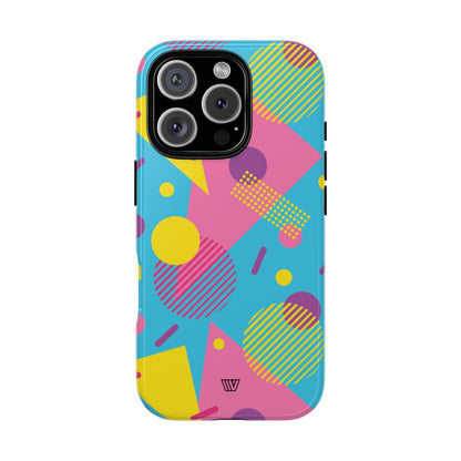 Funda resistente para teléfono con estampado retro de los 80 y 90 en azul claro