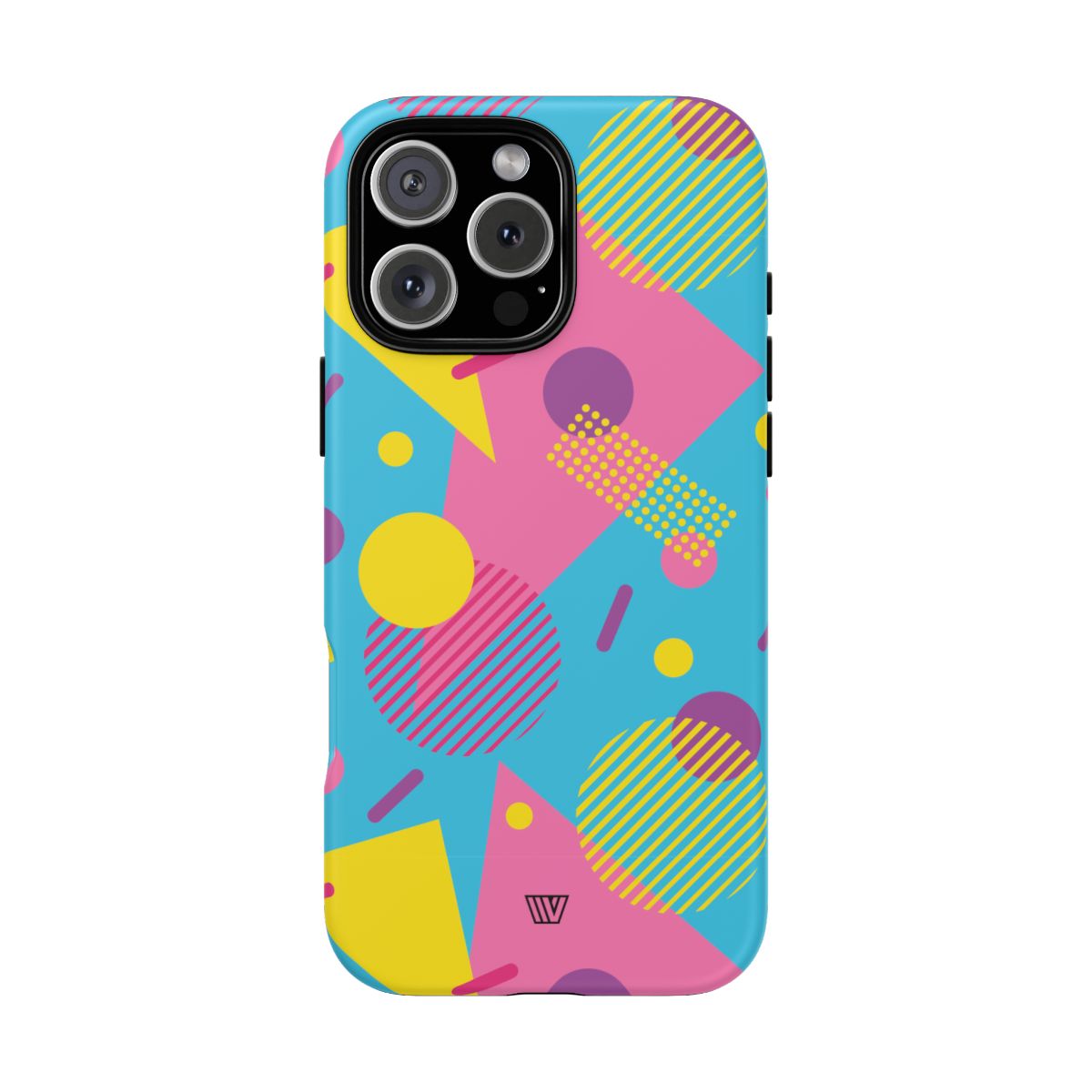 Funda resistente para teléfono con estampado retro de los 80 y 90 en azul claro