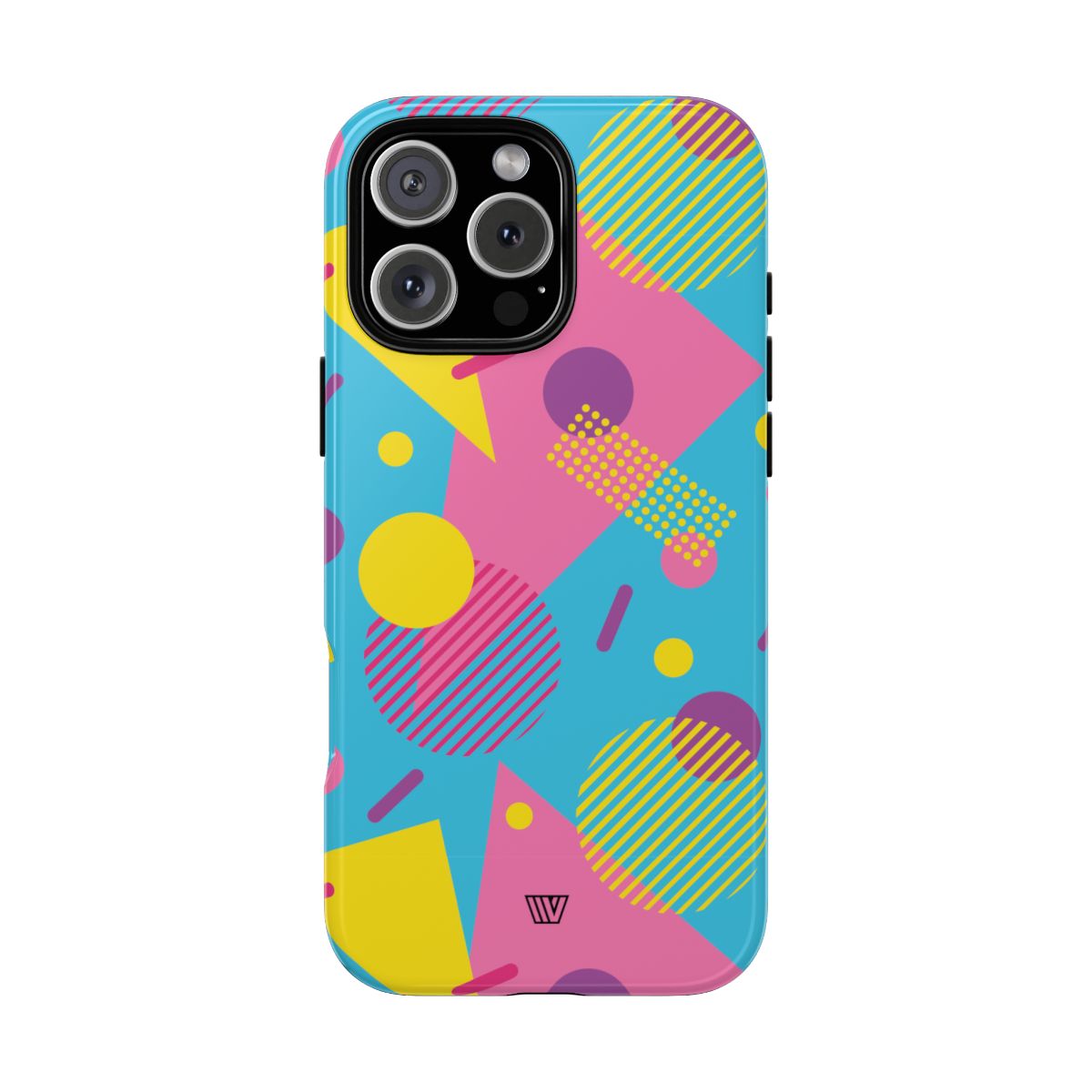 Funda resistente para teléfono con estampado retro de los 80 y 90 en azul claro