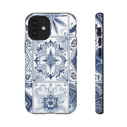 Azulejo azul y blanco | Funda resistente para teléfono