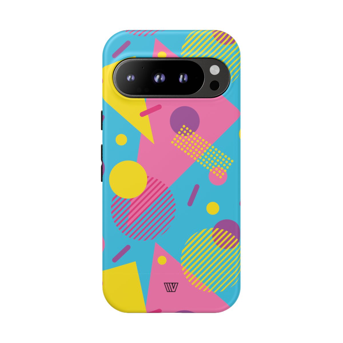 Funda resistente para teléfono con estampado retro de los 80 y 90 en azul claro