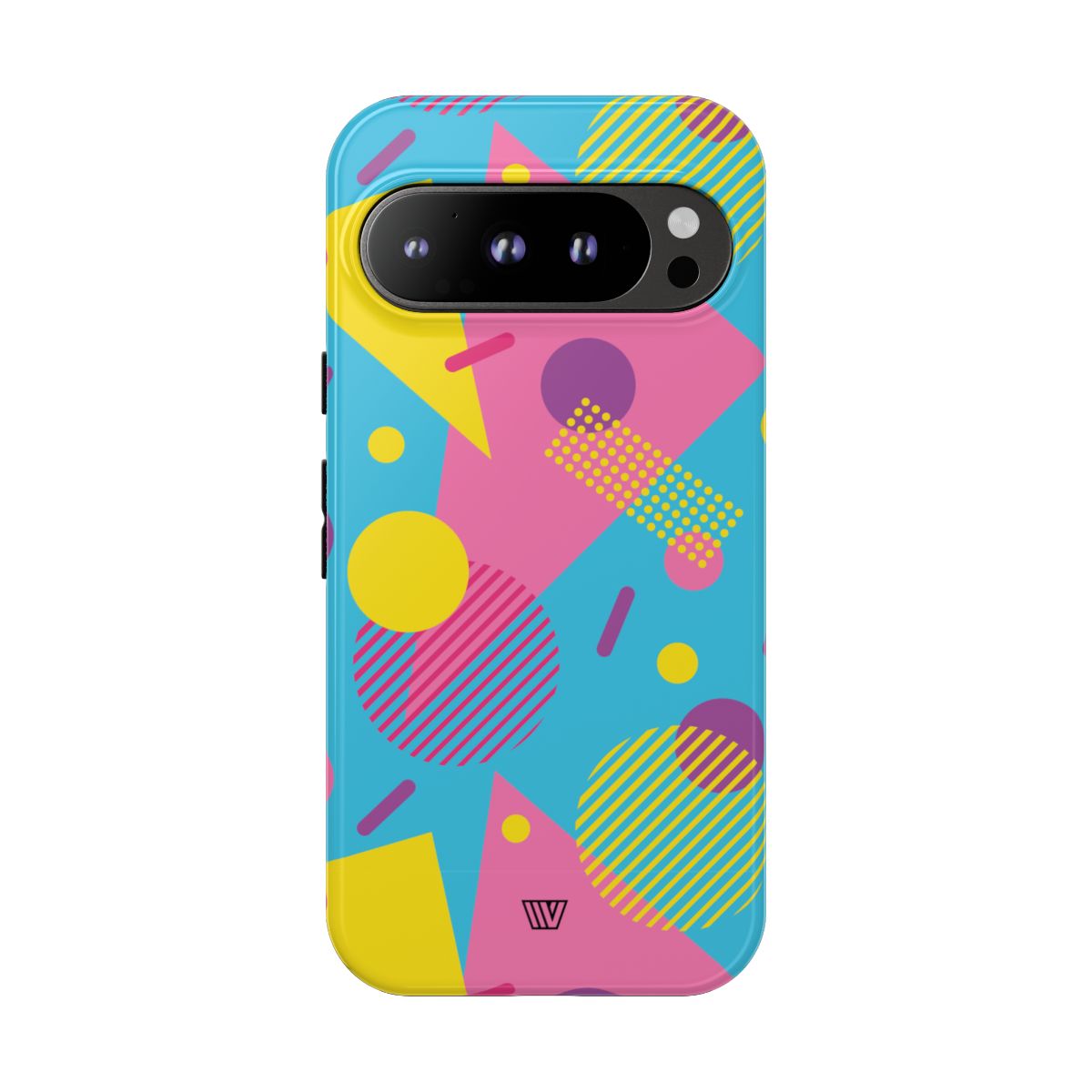 Funda resistente para teléfono con estampado retro de los 80 y 90 en azul claro