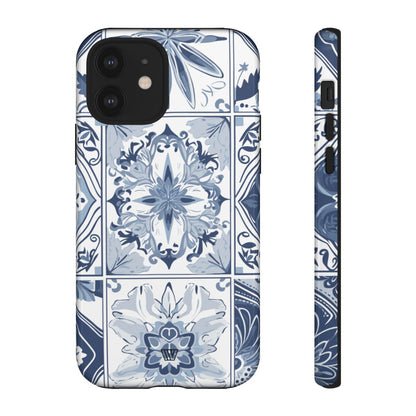 Azulejo azul y blanco | Funda resistente para teléfono