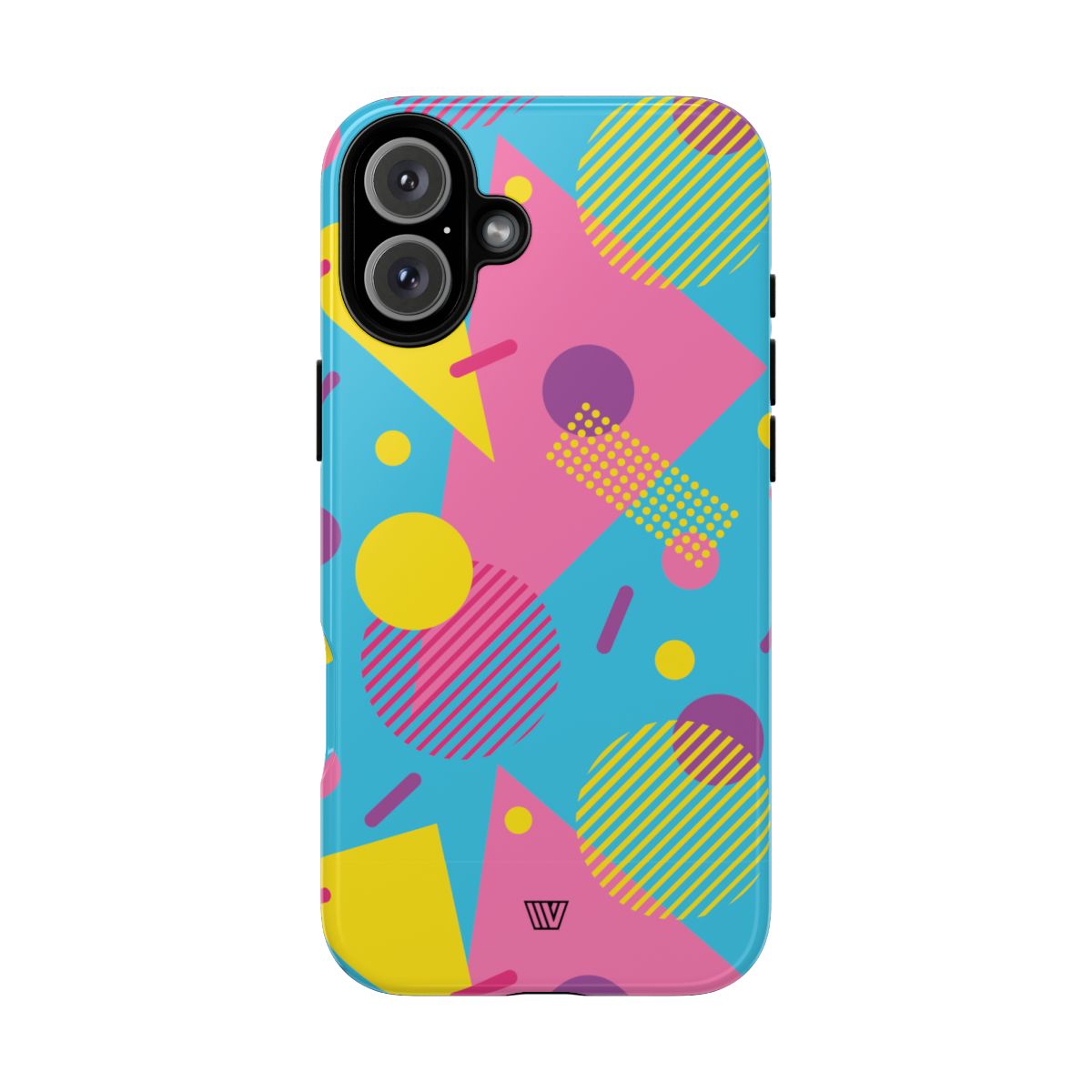Funda resistente para teléfono con estampado retro de los 80 y 90 en azul claro