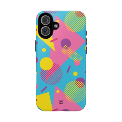 Funda resistente para teléfono con estampado retro de los 80 y 90 en azul claro