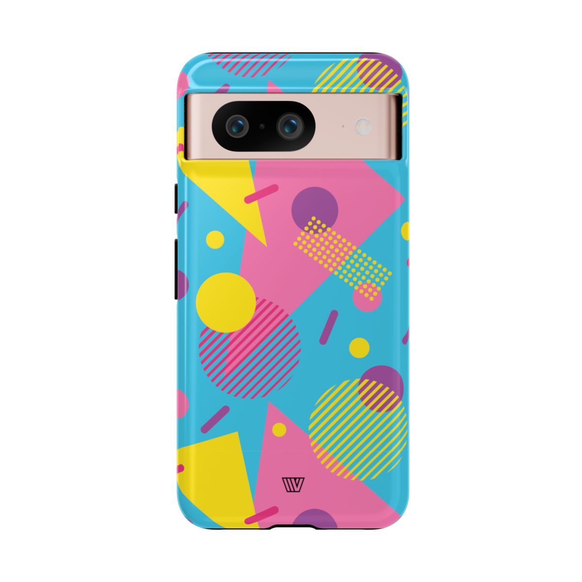 Funda resistente para teléfono con estampado retro de los 80 y 90 en azul claro