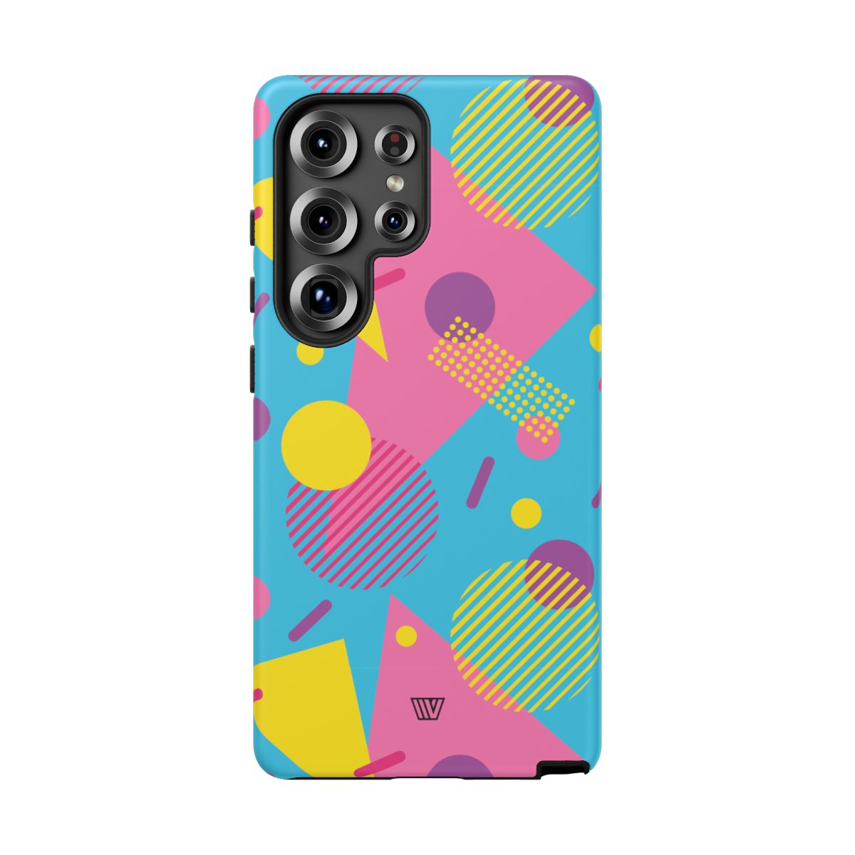 Funda resistente para teléfono con estampado retro de los 80 y 90 en azul claro