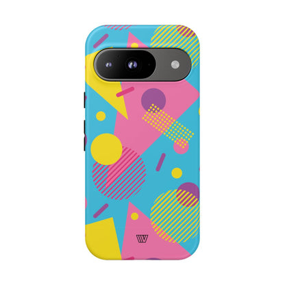 Funda resistente para teléfono con estampado retro de los 80 y 90 en azul claro