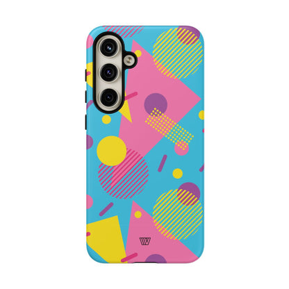 Funda resistente para teléfono con estampado retro de los 80 y 90 en azul claro