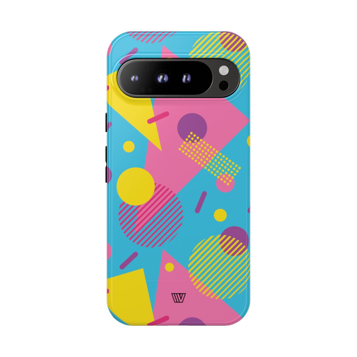 Funda resistente para teléfono con estampado retro de los 80 y 90 en azul claro