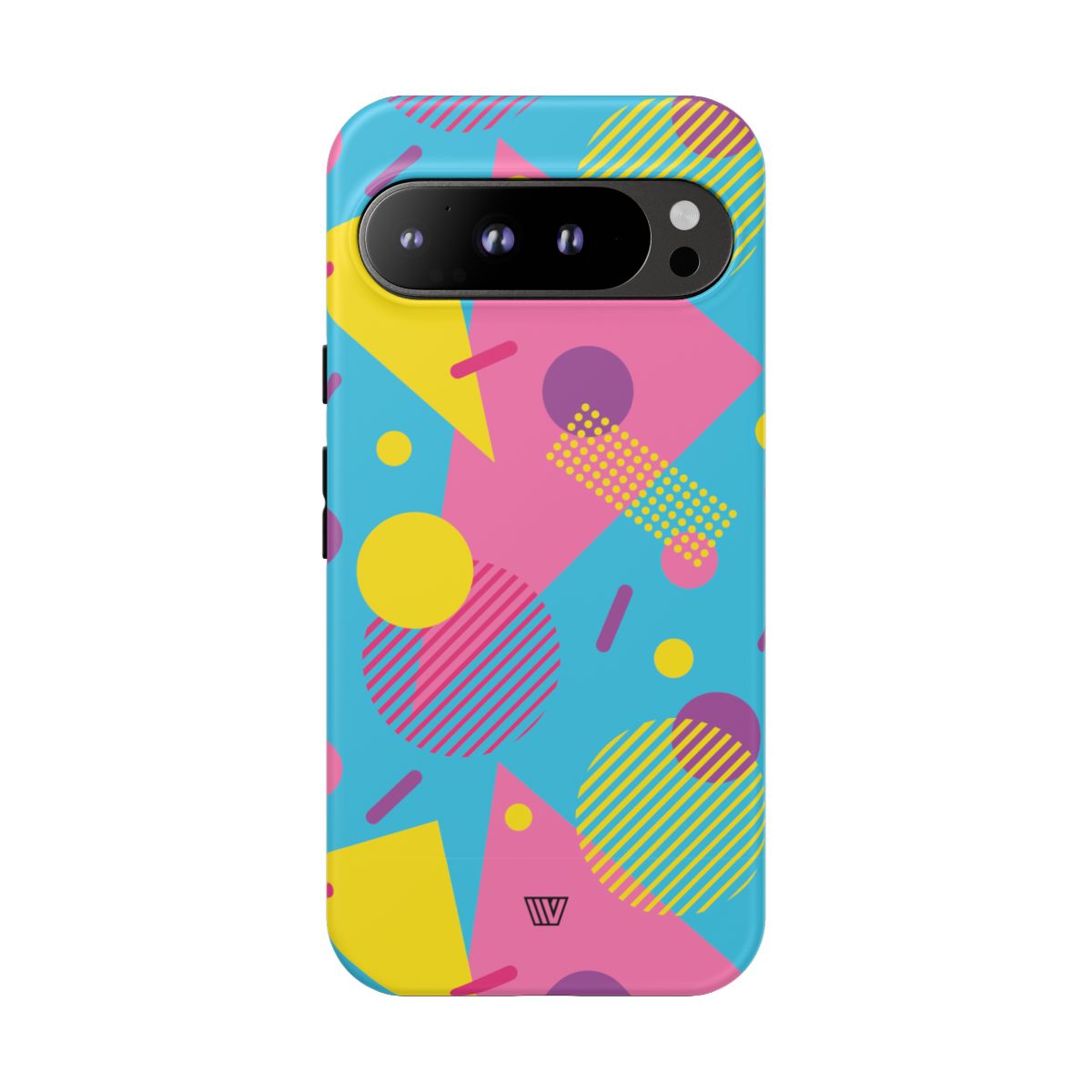 Funda resistente para teléfono con estampado retro de los 80 y 90 en azul claro