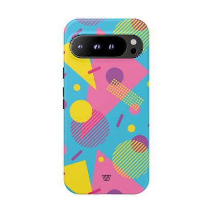 Funda resistente para teléfono con estampado retro de los 80 y 90 en azul claro
