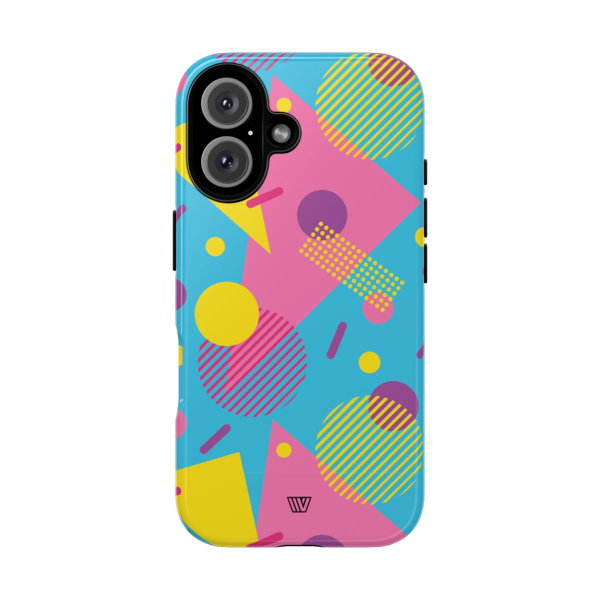Funda resistente para teléfono con estampado retro de los 80 y 90 en azul claro